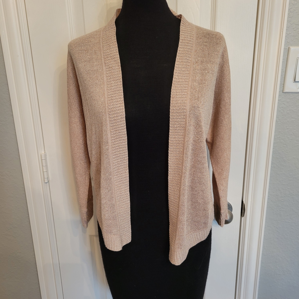 NIC+ZOE Light Rose Gold Pink Open-Front Cardigan